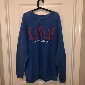 Chicka-d Women’s Kansas Jayhawks Blue Original Corded Crew Sz XL
